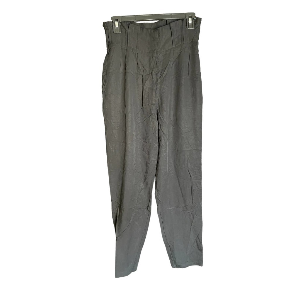 Tularosa Womens Flat Front Tapered Slack Pants High Rise Zipper Size S Black
